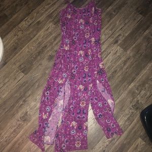 Purple tank top dress with flower design